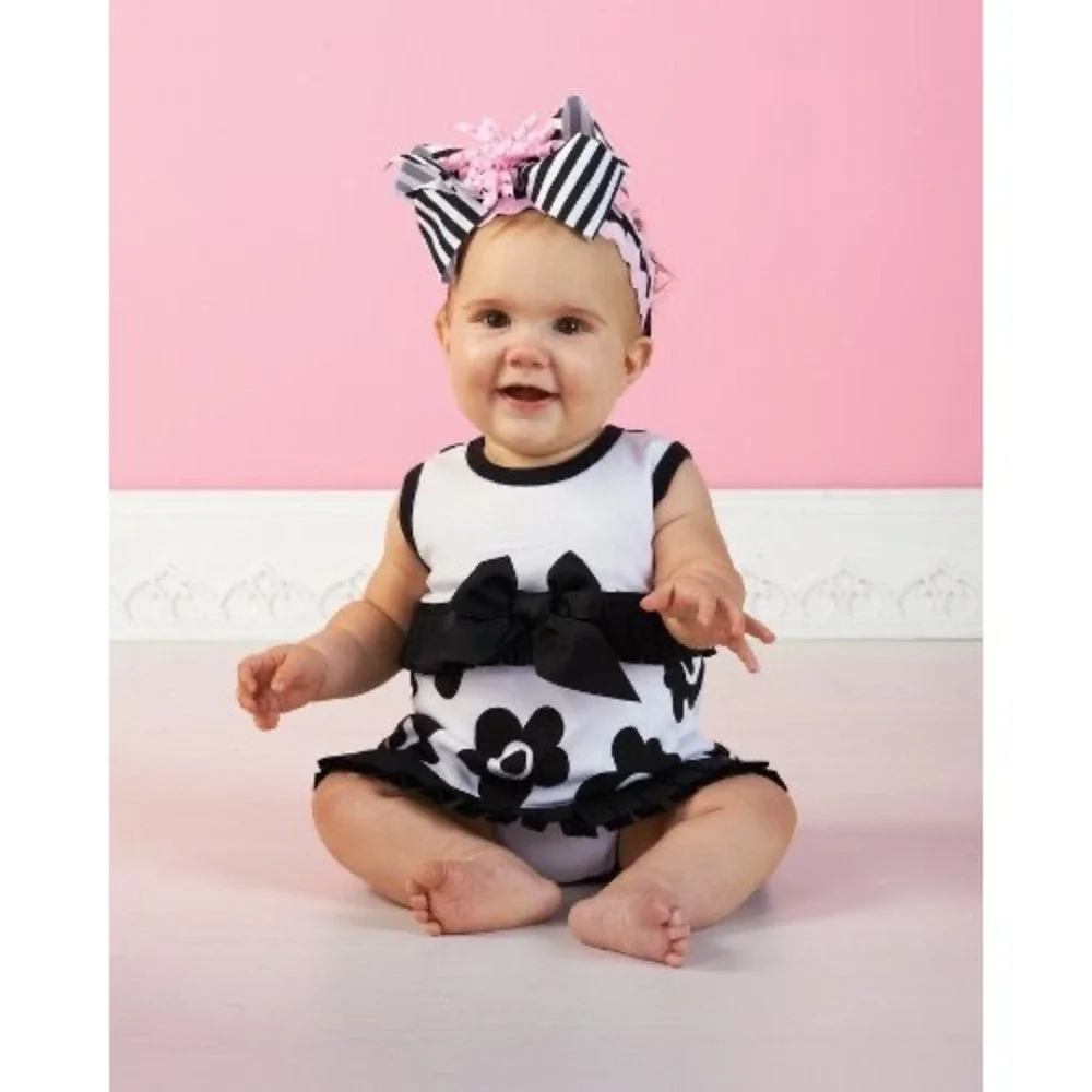 Mud‎ Pie Baby-Girls Tres Jolie Pleated Ruffle All-in-One Dress, Size 12-18 M